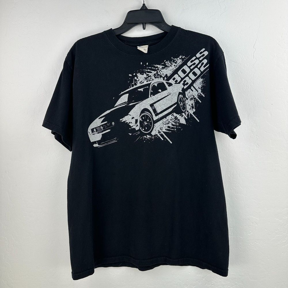 Vintage Ford Mustang Boss‎ 302 Tshirt Mens L Black Car Lover Streetwear Grunge